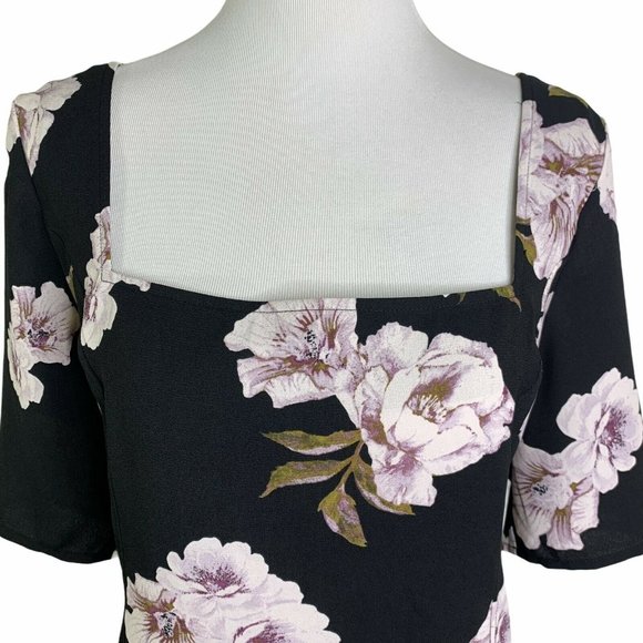 Free Press Floral Square Neck Elastic Back Top - Picture 2 of 9